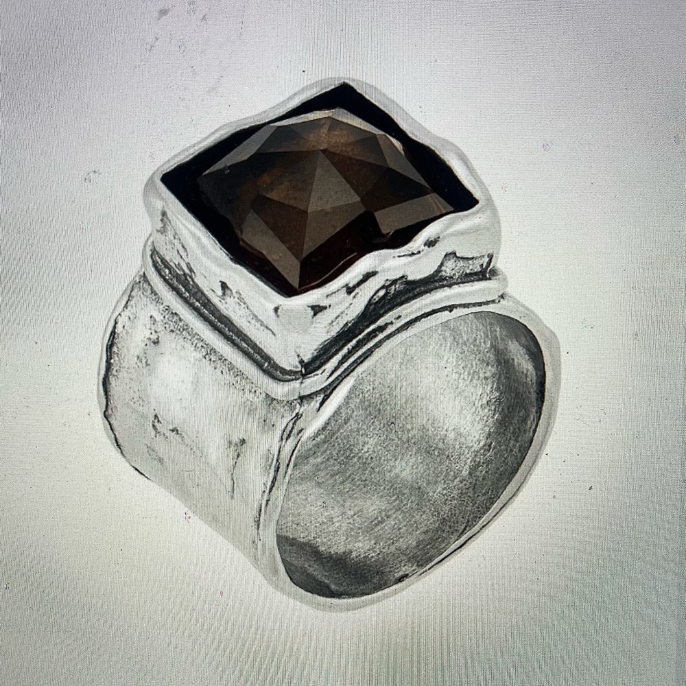 Silpada Brown Smokey quartz 935 Sterling Silver Ring - Picture 5 of 5